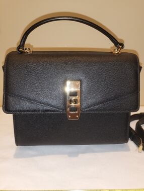 Henri Bendel Black Top-Handle Satchel with Gold Hardware